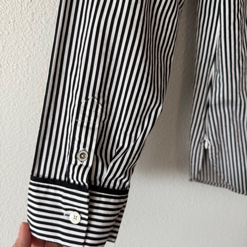 Talbots Black & White Boatneck Long Sleeve Blouse Side Zipper Size‎ M - Picture 4 of 9